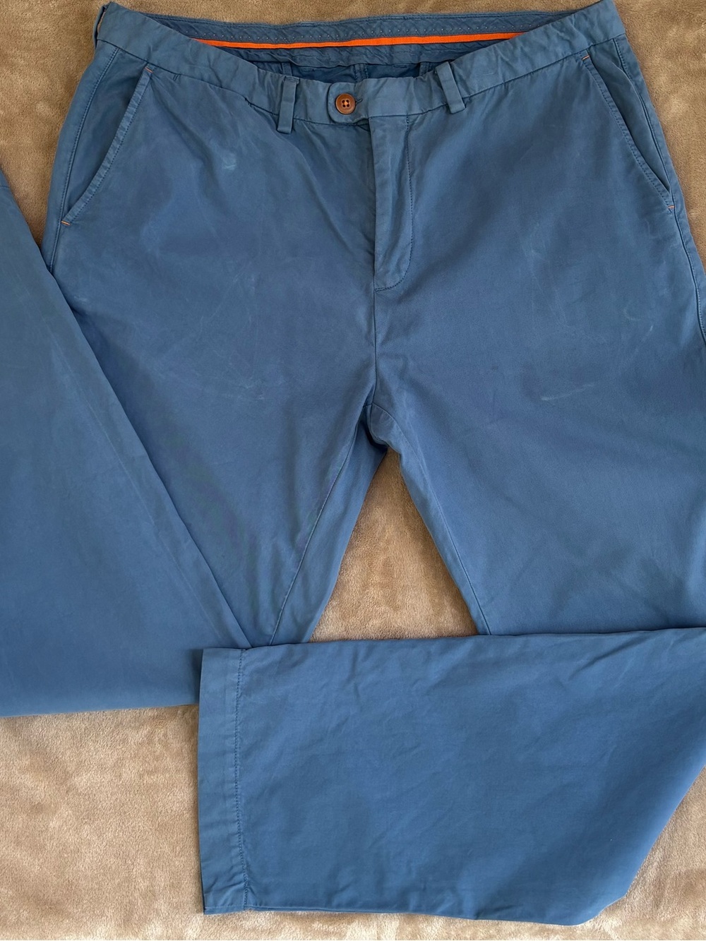 Tommy Bahama Blue Flat Front Casual Chino Pants, 36x32, 100% Pima cotton
